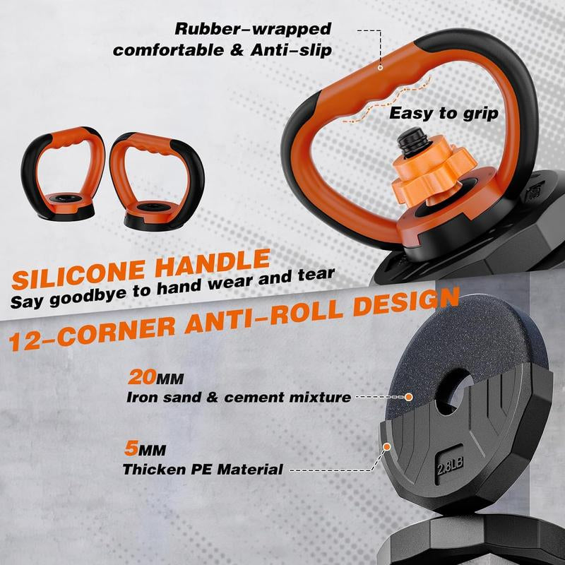 Transform Your Home Workouts with the Ultimate Adjustable Dumbbell Set - 32/44/66/88 Lbs for Dumbbell, Barbell, Kettlebell, and Push-Up Exercises!