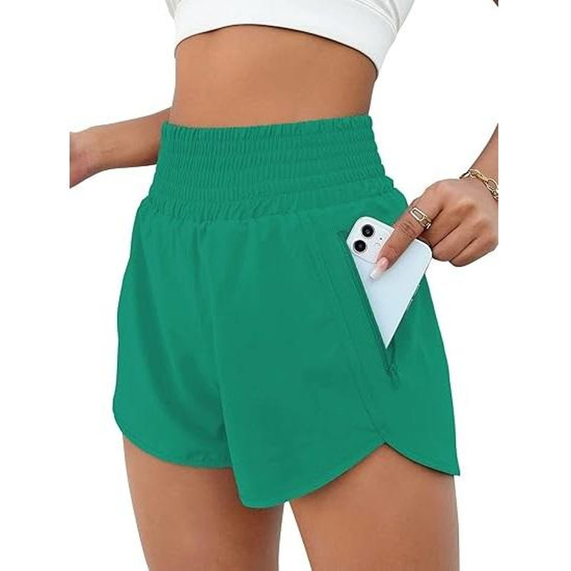 BMJL Women'S Athletic Shorts High Waisted Running Shorts Pocket Sporty Shorts Gym Elastic Workout Shorts