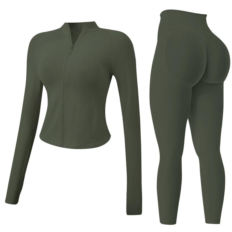 Jetjoy 2 Piece Impact Workout Sets for Women, Long or Short Sleeve T Shirt Tank Top
