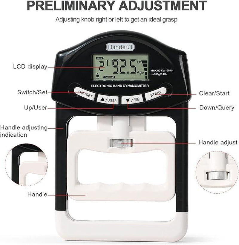Unleash Your Grip Strength with the Handexer Hand Dynamometer – 198 Lbs/90 Kg Digital Tester for Sports, School, and Home!