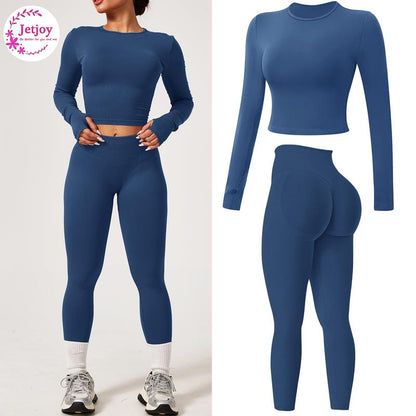Jetjoy 2 Piece Impact Workout Sets for Women, Long or Short Sleeve T Shirt Tank Top