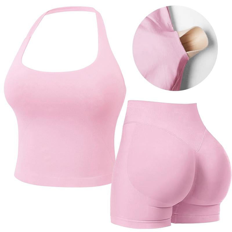 Jetjoy 2 Piece Impact Workout Sets for Women, Long or Short Sleeve T Shirt Tank Top