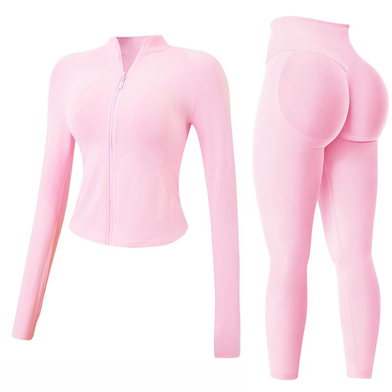 Jetjoy 2 Piece Impact Workout Sets for Women, Long or Short Sleeve T Shirt Tank Top