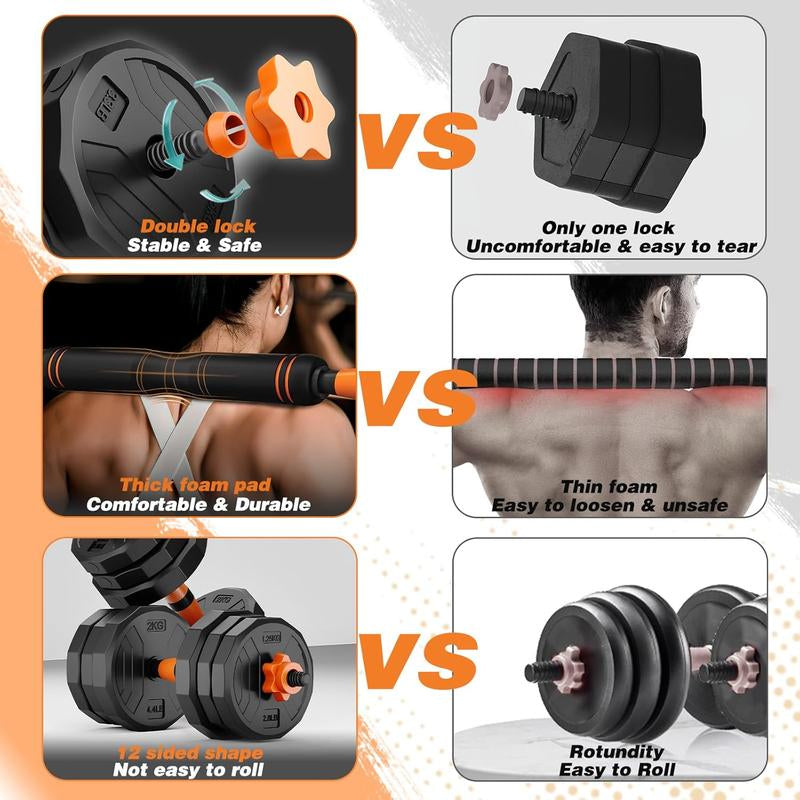 Transform Your Home Workouts with the Ultimate Adjustable Dumbbell Set - 32/44/66/88 Lbs for Dumbbell, Barbell, Kettlebell, and Push-Up Exercises!