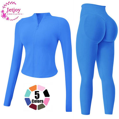 Jetjoy 2 Piece Impact Workout Sets for Women, Long or Short Sleeve T Shirt Tank Top