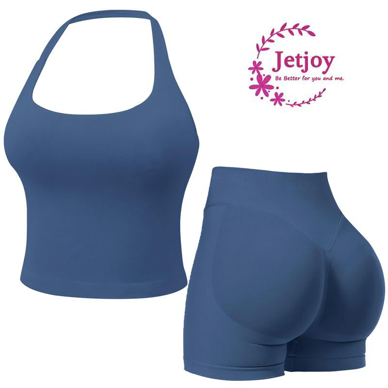 Jetjoy 2 Piece Impact Workout Sets for Women, Long or Short Sleeve T Shirt Tank Top
