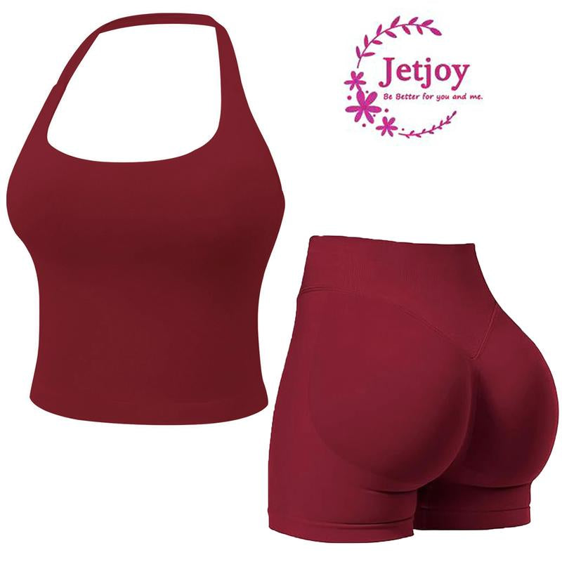 Jetjoy 2 Piece Impact Workout Sets for Women, Long or Short Sleeve T Shirt Tank Top