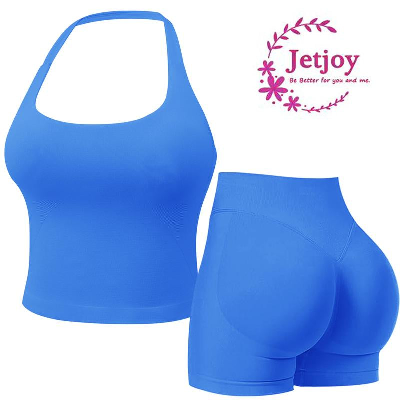 Jetjoy 2 Piece Impact Workout Sets for Women, Long or Short Sleeve T Shirt Tank Top