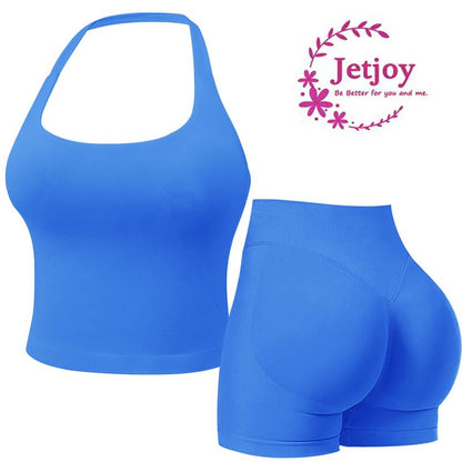 Jetjoy 2 Piece Impact Workout Sets for Women, Long or Short Sleeve T Shirt Tank Top